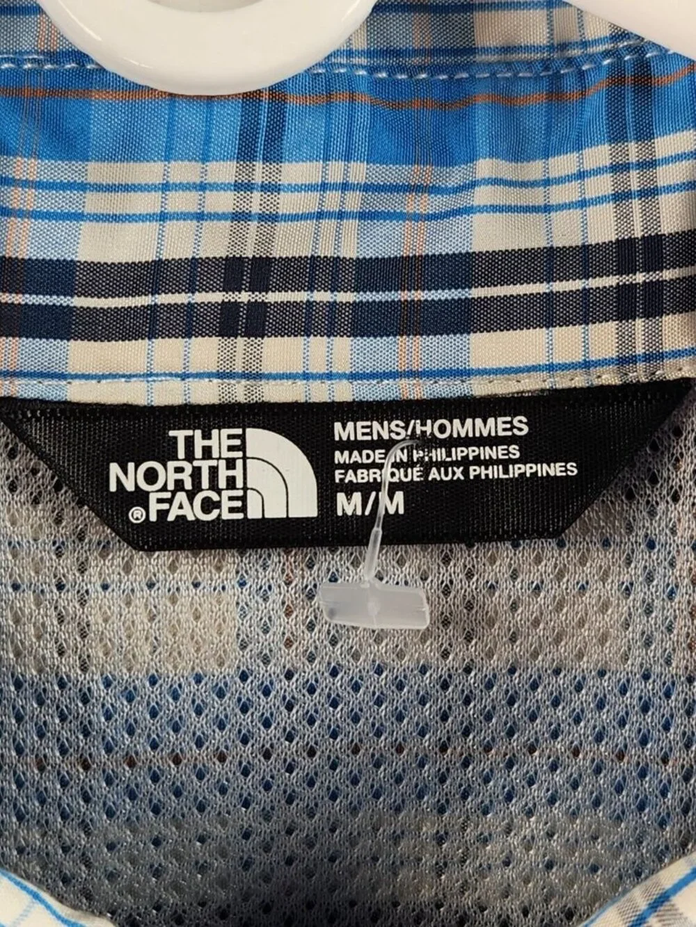 The North Face Short Sleeve Blue Plaid Outdoors Hiking Button Up Shirt Medium